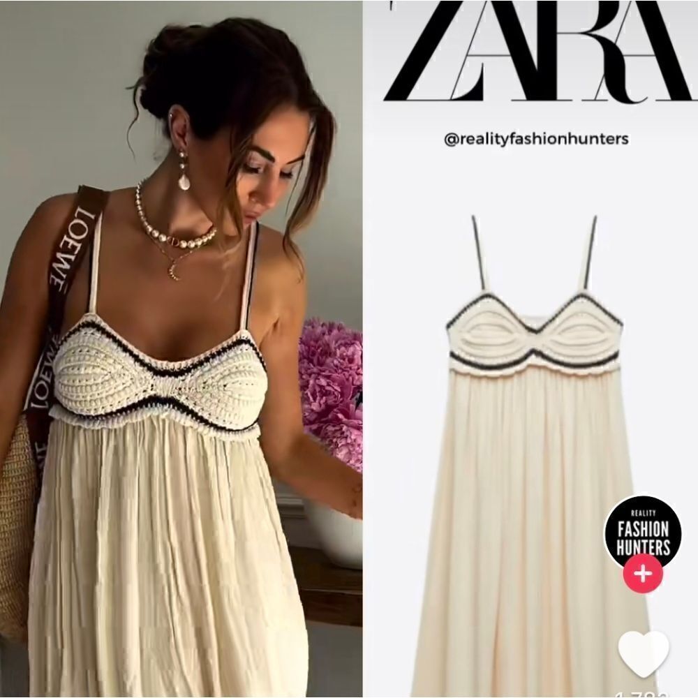 ZARA COMBINATION KNIT DRESS beach - Picture 3 of 15